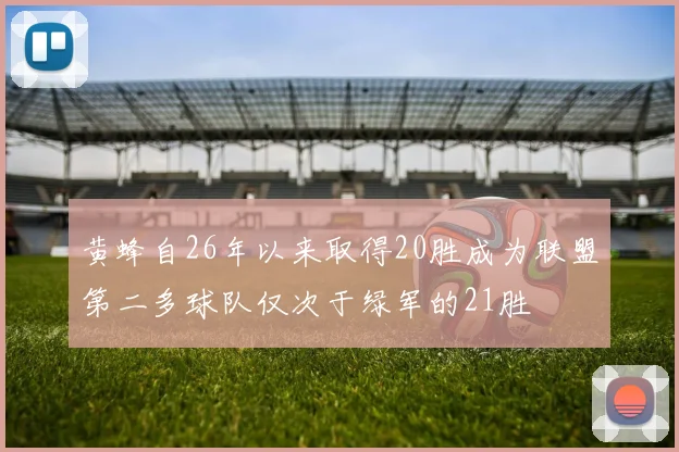 黄蜂自26年以来取得20胜成为联盟第二多球队仅次于绿军的21胜